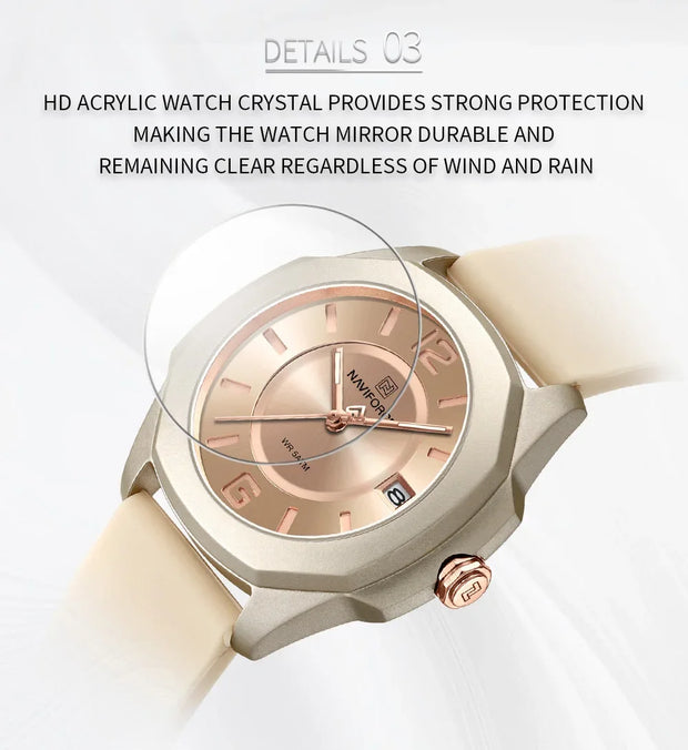 NAVIFORCE NF7107 Quartz Calendar Waterproof and Shockproof Watches for Women Clocks