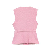 Spring Vest Jackets Women's 2025 New Jacket Coat Fashion Slim Belt O-neck Street Joker Youth Coat Vest