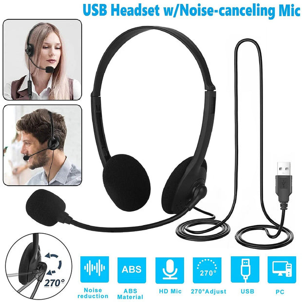 New USB Wired Computer Headset
