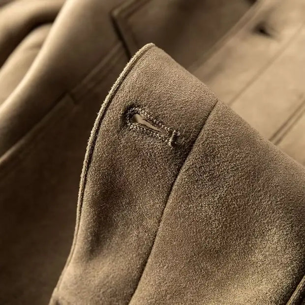 New Spring Autumn Casual Jackets Men Turn Down Collar Slim Fit England Style Deerskin Fleece Jacket Male Vintage Outwear Coats