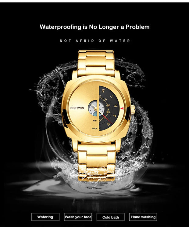 UTHAI Men's Quartz Watch Fashion Leisure Business Watch Waterproof Personalized Pointer Alloy Steel Band Watch