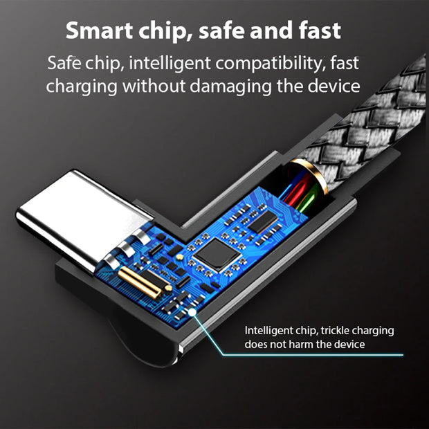 6A USB C Elbow Fast Charge Cable