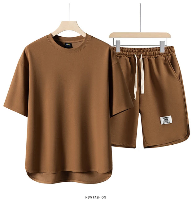2025 Summer Sets Men Fashion Short Sleeve Shirt/Shorts Two-piece Mens Streetwear Loose Hollow Out Set Mens Short Sets M-4XL TZ16