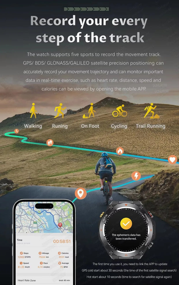 Outdoor Sports Fitness Tracking Waterproof Watch