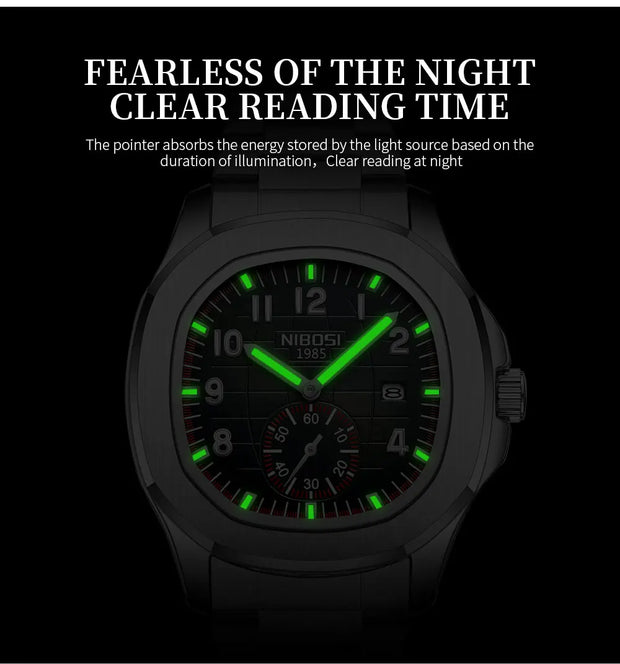 NIBOSI Sport Men Watch Waterproof Luminous Silicone Date Watch Men Top Brand Luxury AQUANAUT Quartz Watches for Men Reloj Hombre