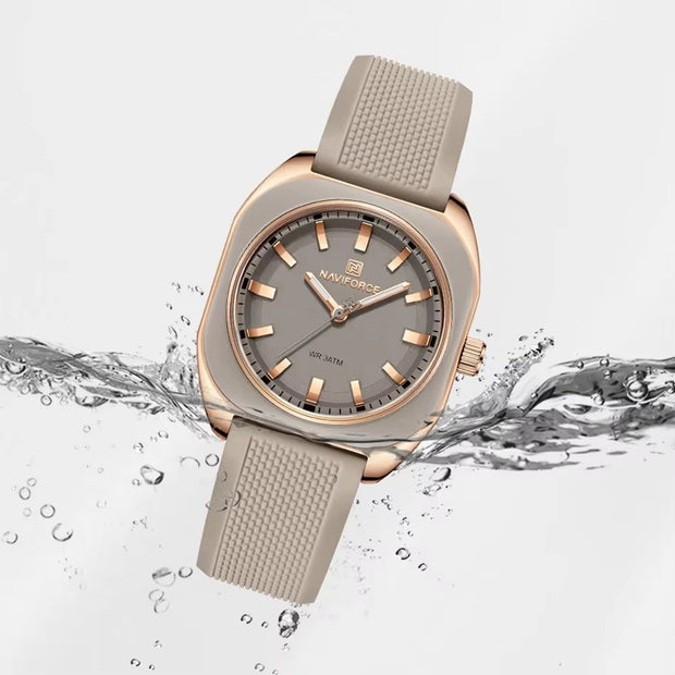 NAVIFORCE Fashion Women's Watch Casual Elegant Simple Polygon Quartz Silicone Watch Gift for Women Wristwatch Relogio Feminino