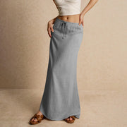 Summer Vacation Women's Summer Maxi Skirt Drawstring Low Waist A Line Casual Skirts Bodycon Long Skirt Beach Women's clothing