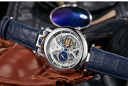 New Fashion Hollow Automatic Mechanical Watches Men Business Casual Leather Skeleton Tourbillon Wrist Watch Relogio Masculino