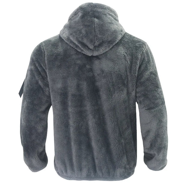 2025 Men's Casual Double-sided Plush Warm Jacket Autumn Winter Thick Wool Coats Solid Hooded Fleece Hoodies Loose Men Clothing