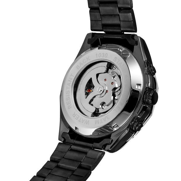 2024 Stainless Steel Skeleton Mechanical Watch Male Automatic Movement Man Wrist Watches Waterproof High End Luxury reloj hombre