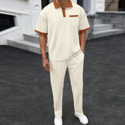 Men's Two-piece Sportswear Short-sleeved T-shirt and Long Pants set Casual Business Sportswear Summer 2025 Fashion Two-piece Set