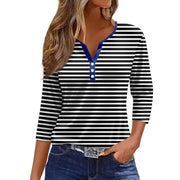 Tops For Women Women'S T Shirt Tee Print Button 3/4 Sleeve Daily Weekend Fashion Basic V Neck Regular Top Ropa De Mujer New