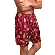 Men Sleep Bottoms Silk Satin Pajamas Casual Sleep Short Pants Printed Design Men Nightwear Pants Soft Loose Sleep Shorts Male