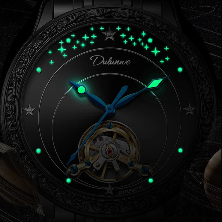 Hollow Tourbillon Automatic Watch for Men Simple Style Luminous Dial Waterproof Mechanical Mens Watches Luxury Reloj Hombre New