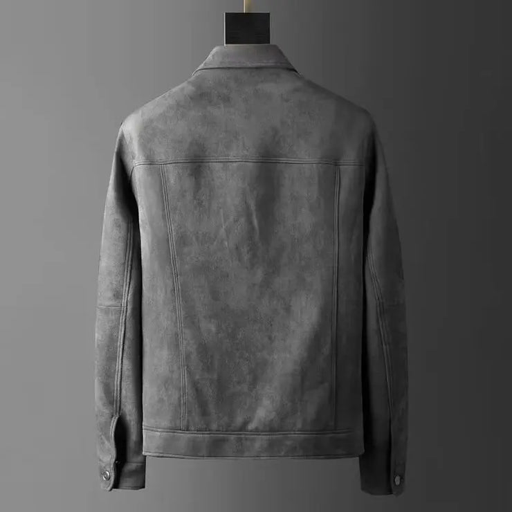 New Spring Autumn Casual Jackets Men Turn Down Collar Slim Fit England Style Deerskin Fleece Jacket Male Vintage Outwear Coats