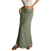 Summer Vacation Women's Summer Maxi Skirt Drawstring Low Waist A Line Casual Skirts Bodycon Long Skirt Beach Women's clothing