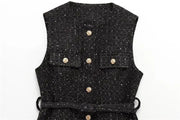 Spring Vest Jackets Women's 2025 New Jacket Coat Fashion Slim Belt O-neck Street Joker Youth Coat Vest