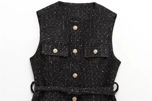 Spring Vest Jackets Women's 2025 New Jacket Coat Fashion Slim Belt O-neck Street Joker Youth Coat Vest