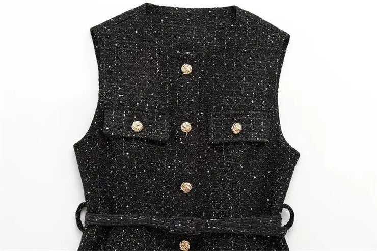 Spring Vest Jackets Women's 2025 New Jacket Coat Fashion Slim Belt O-neck Street Joker Youth Coat Vest