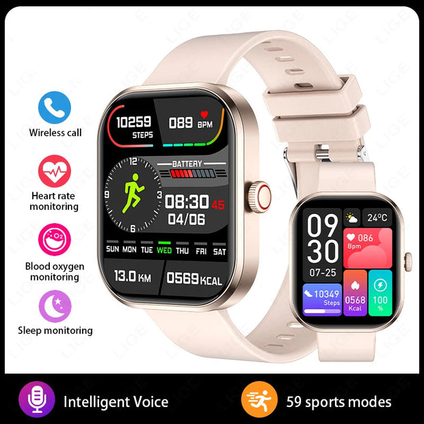Men Full Touch Screen Bluetooth Call Waterproof Watches
