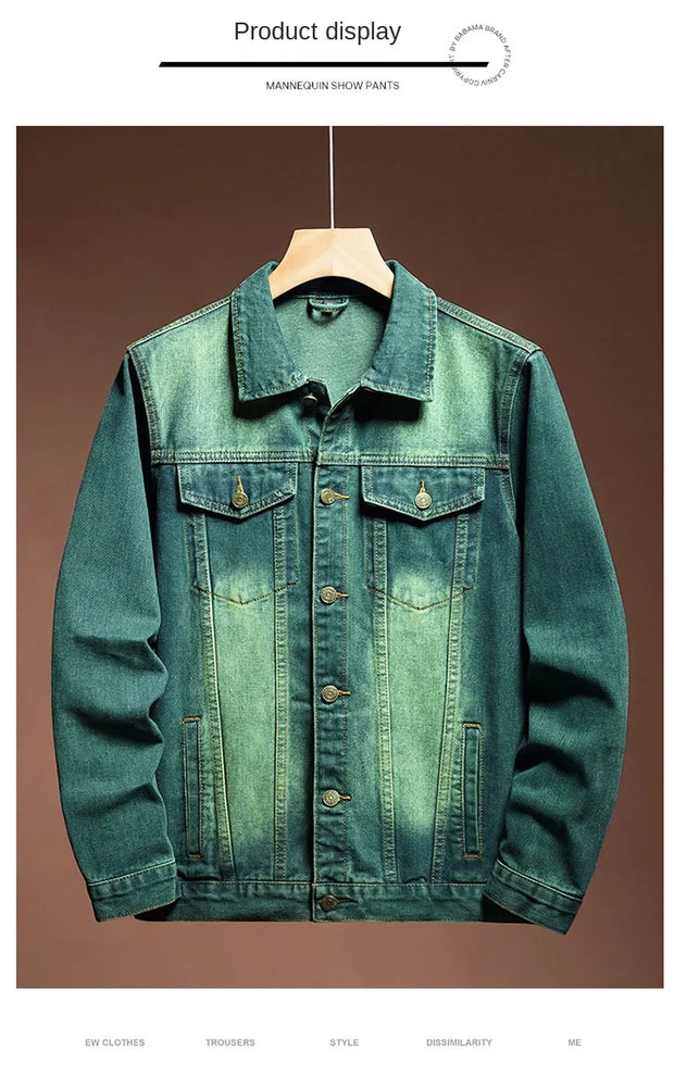 Fashion high-end American casual MEN'S denim jacket High Street trendy brand retro loose large-sized washing workwear top