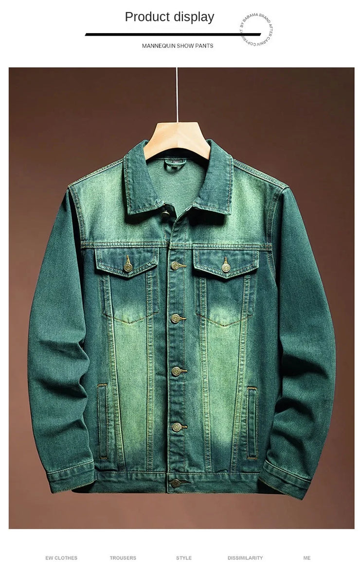 Fashion high-end American casual MEN'S denim jacket High Street trendy brand retro loose large-sized washing workwear top