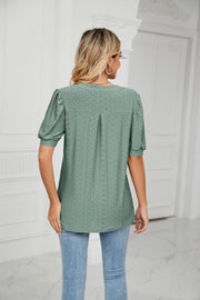Womens Tops V Neck Ruffle Sleeve Blouses Short Sleeve Casual Tops T-Shirts for Women Autumn Winter