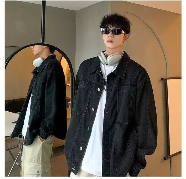 Men's Autumn Winter Denim Jacket, Stretch Comfortable Cotton Blend, Distressed Wash, Hooded Casual Outerwear