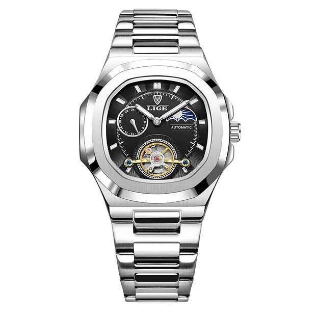 LIGE Classic Retro Men Watch Fashion Business Men's Mechanical Wristwatches Top Brand Luxury Waterproof Automatic Watch For Men
