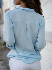 Women Casual Long Sleeve Chiffon Blouse Elegant Lapel Loose Shirt Spring Summer Solid Office Lady Tunics Streetwear Oversize Top