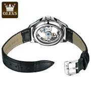 OLEVS 6661 Fully Hollow Automatic Man Watch Fashion Leather Strap Waterproof Luminous Hand Clock Men's Mechanical Wristwatches