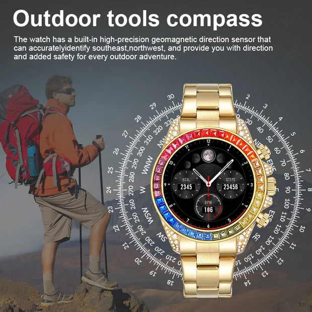 LIGE 1.43" AMOLED Man Smart Watch Bluetooth Call NFC Outdoor Compass Smartwatch Men Fitness Tracker 100+ Sport Modes Bracelet