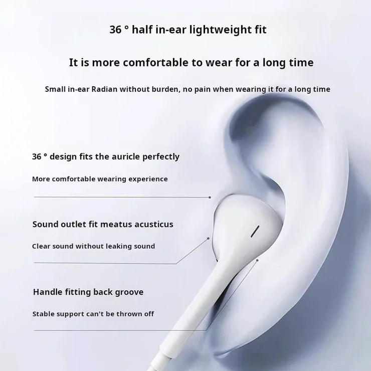 Apple iPhone 16 15 Pro Max 14 13 12 11 USB-C Lightning 3.5mm Wired Earphones