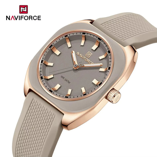 NAVIFORCE Fashion Women's Watch Casual Elegant Simple Polygon Quartz Silicone Watch Gift for Women Wristwatch Relogio Feminino