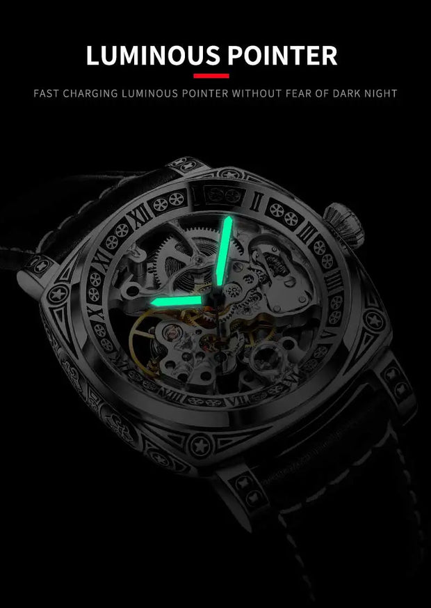 Authentic Brand Carved Watches Fully Automatic men watches Hollowed Fashion Mechanical Watches luxury MAN WATCH Reloj Hombre