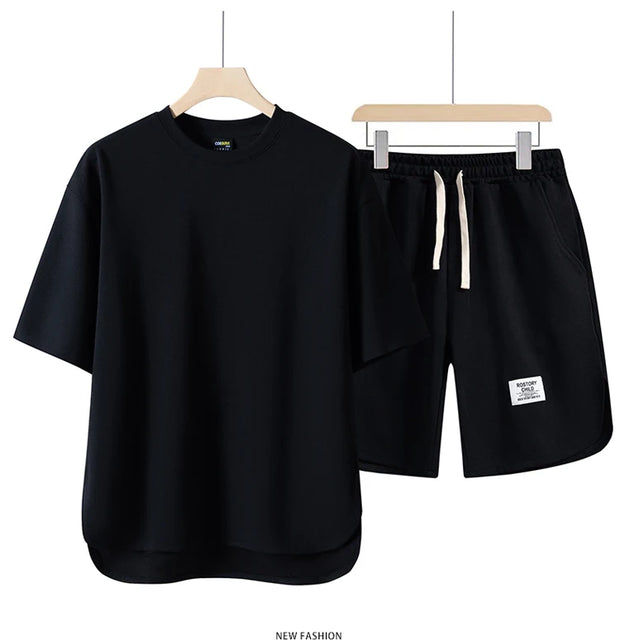 2025 Summer Sets Men Fashion Short Sleeve Shirt/Shorts Two-piece Mens Streetwear Loose Hollow Out Set Mens Short Sets M-4XL TZ16