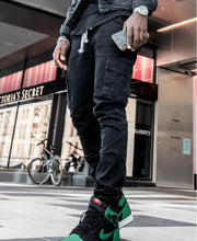 2025 New Men Street Elastic Denim Brand Jeans Narrow Legs Multi Pockets Cargo Pants Casual Slim Fit Daily Wear Joggers Mid Waist