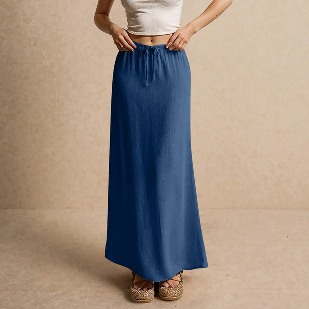 Summer Vacation Women's Summer Maxi Skirt Drawstring Low Waist A Line Casual Skirts Bodycon Long Skirt Beach Women's clothing