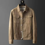 New Spring Autumn Casual Jackets Men Turn Down Collar Slim Fit England Style Deerskin Fleece Jacket Male Vintage Outwear Coats