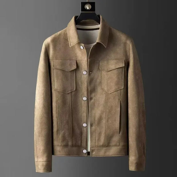 New Spring Autumn Casual Jackets Men Turn Down Collar Slim Fit England Style Deerskin Fleece Jacket Male Vintage Outwear Coats