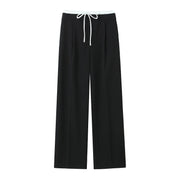 Willshela Women Fashion Solid Lace Up Side Zipper Straight Pants Vintage High Elastic Waist Female Chic Lady Trousers