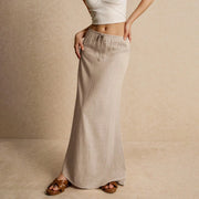 Summer Vacation Women's Summer Maxi Skirt Drawstring Low Waist A Line Casual Skirts Bodycon Long Skirt Beach Women's clothing