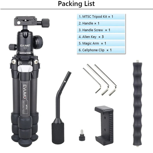 EVUMO Load 10kg MT5C Mini Tabletop Tripod
