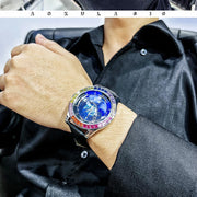 Luxury Brand Mechanical Watch for Men Rotating Star Dial Fashion Rainbow Case Automatic Watches Genuine Leather Strap Wristwatch