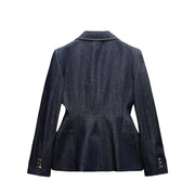 RARA Women's Denim Suit Set with Deep V Corset Blazer and Wide Leg Pants Stylish for Urban Fashion and Formal Occasions