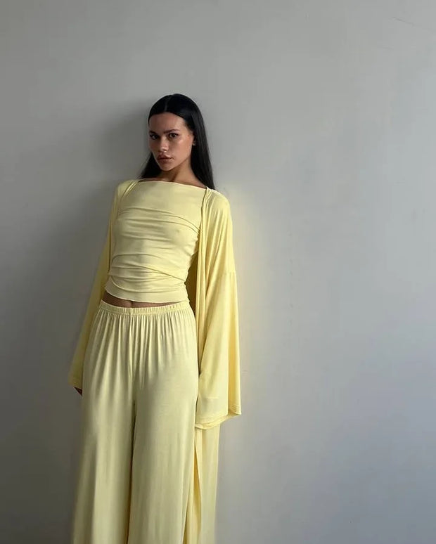 Women's clothing 2025 New summer new casual long cardigan long sleeve top high waist trousers fashion suit for club clothing
