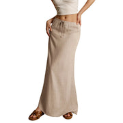 Summer Vacation Women's Summer Maxi Skirt Drawstring Low Waist A Line Casual Skirts Bodycon Long Skirt Beach Women's clothing