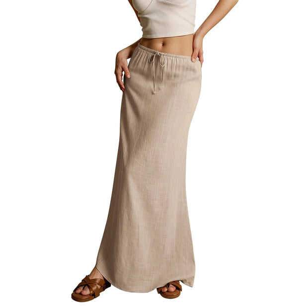 Summer Vacation Women's Summer Maxi Skirt Drawstring Low Waist A Line Casual Skirts Bodycon Long Skirt Beach Women's clothing