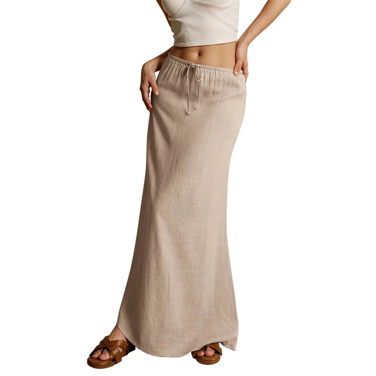 Summer Vacation Women's Summer Maxi Skirt Drawstring Low Waist A Line Casual Skirts Bodycon Long Skirt Beach Women's clothing