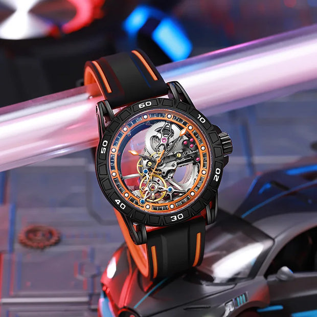 Men's Casual Mechanical Watch Automatic Luxury Brand New Sport Watches Man Hollow Out Fashion Waterproof Business Luminous Clock